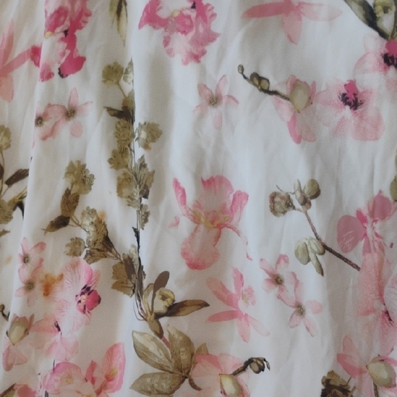 Jessica Howard Women's 14 White Pink and Green Flowy Floral Midi Dress - Picture 3 of 4